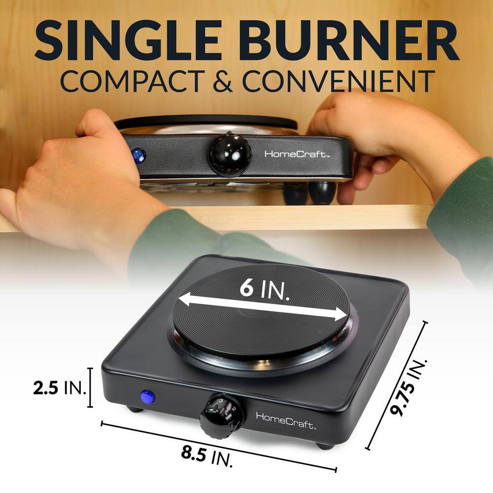 Compact Black Electric Single Burner Hot Plate
