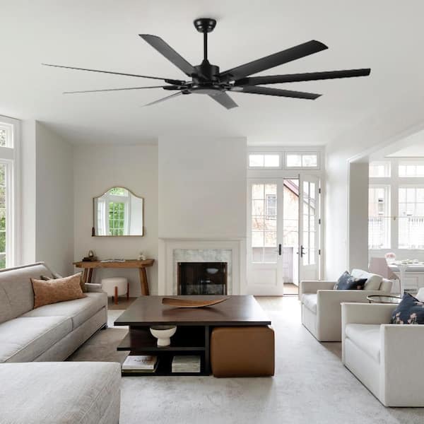 Aerolume 75 in. Indoor/Outdoor Matte Black Downrod Modern Ceiling Fan without Light included Remote Control