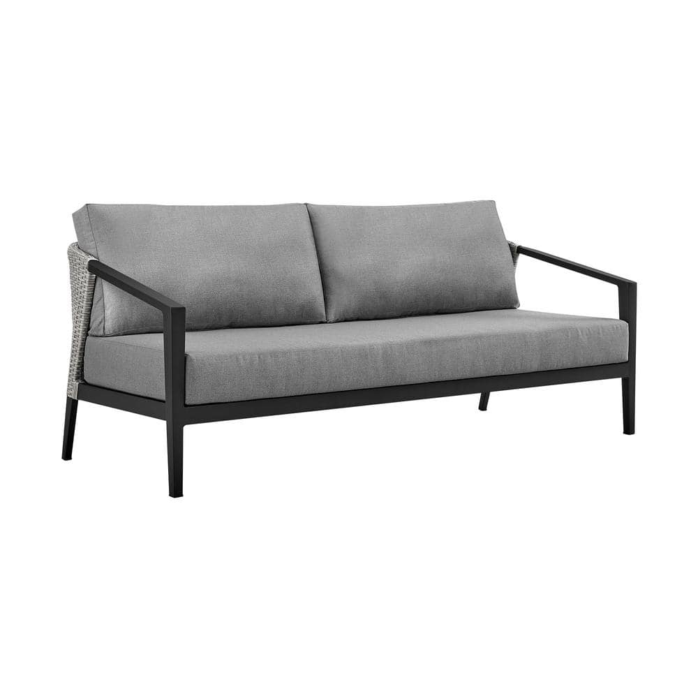 Aileen 5-Person Black Aluminum and Wicker Outdoor Lounge Set with Gray Cushions
