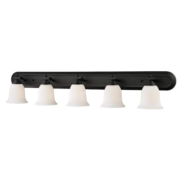 Unbranded Lawrence 48 in. 5-Light Matte Black Incandescent Bath Vanity Light