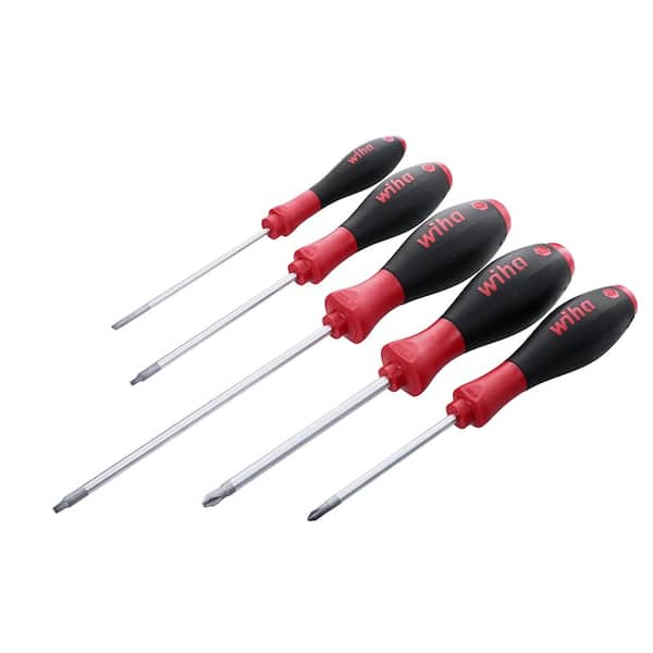 Wiha SoftFinish Slotted and Phillips and Square Screwdriver Set (5 ...