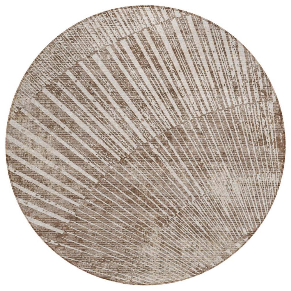 Taupe and Ivory 8 ft. Round Woven Abstract Round Indoor/Outdoor Area Rug price history on PriceWatchPro