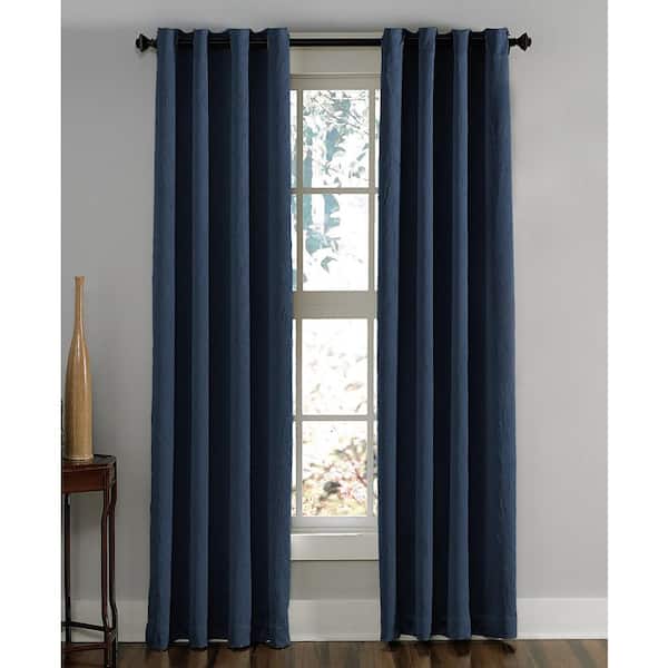 Navy Solid Grommet Room Darkening Curtain - 50 in. W x 84 in. L