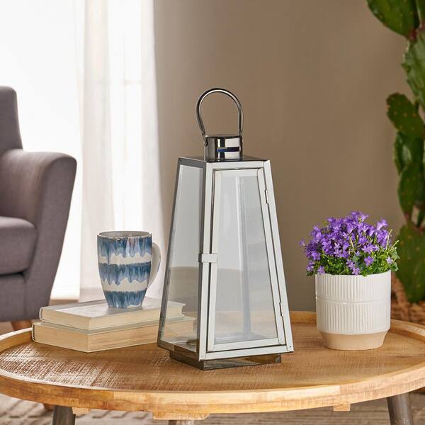 Noble House Osprey 15 in. Black Stainless Steel Lantern
