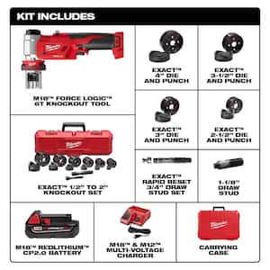 M18 18V Lithium-Ion 1/2 in. to 4 in. Force Logic 6 Ton Cordless Knockout Tool Kit with FUEL Bandsaw
