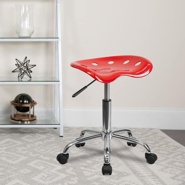 Flash Furniture Vibrant Red Tractor Seat and Chrome Stool