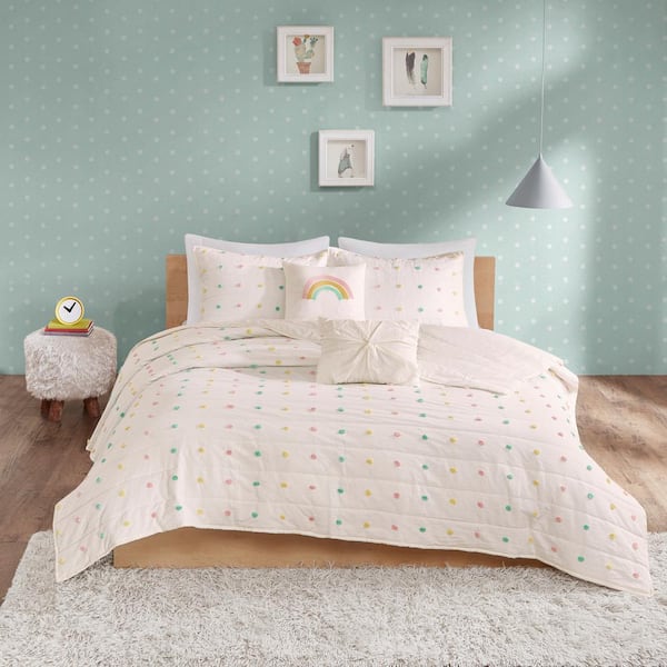 Ensley 5-Piece Multi Full/Queen Cotton Jacquard Pom Pom Coverlet Set