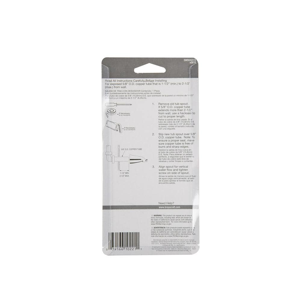 Chrome Tub Spout with Diverter for Mixet Faucets