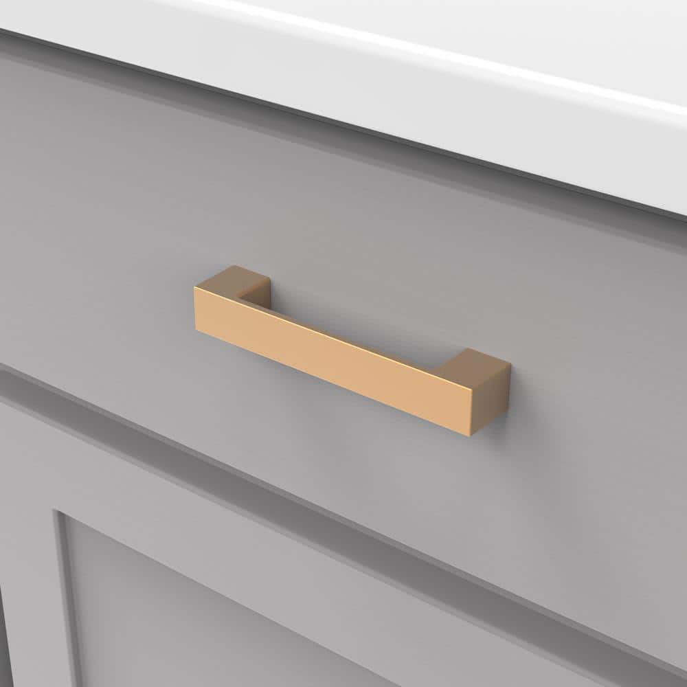 Brushed Brass Modern Bar Cabinet Pulls with Mounting Hardware