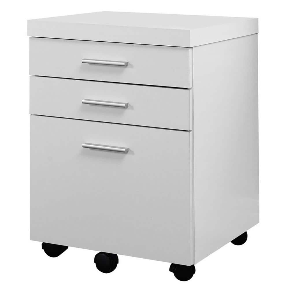 Monarch Specialities Filing Cabinet 3 Drawer Dark Taupe On Castors I-7049 