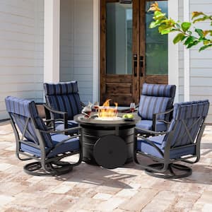 Jarvis 5-Piece Fire Pit Set with Swivel Rocking Chairs