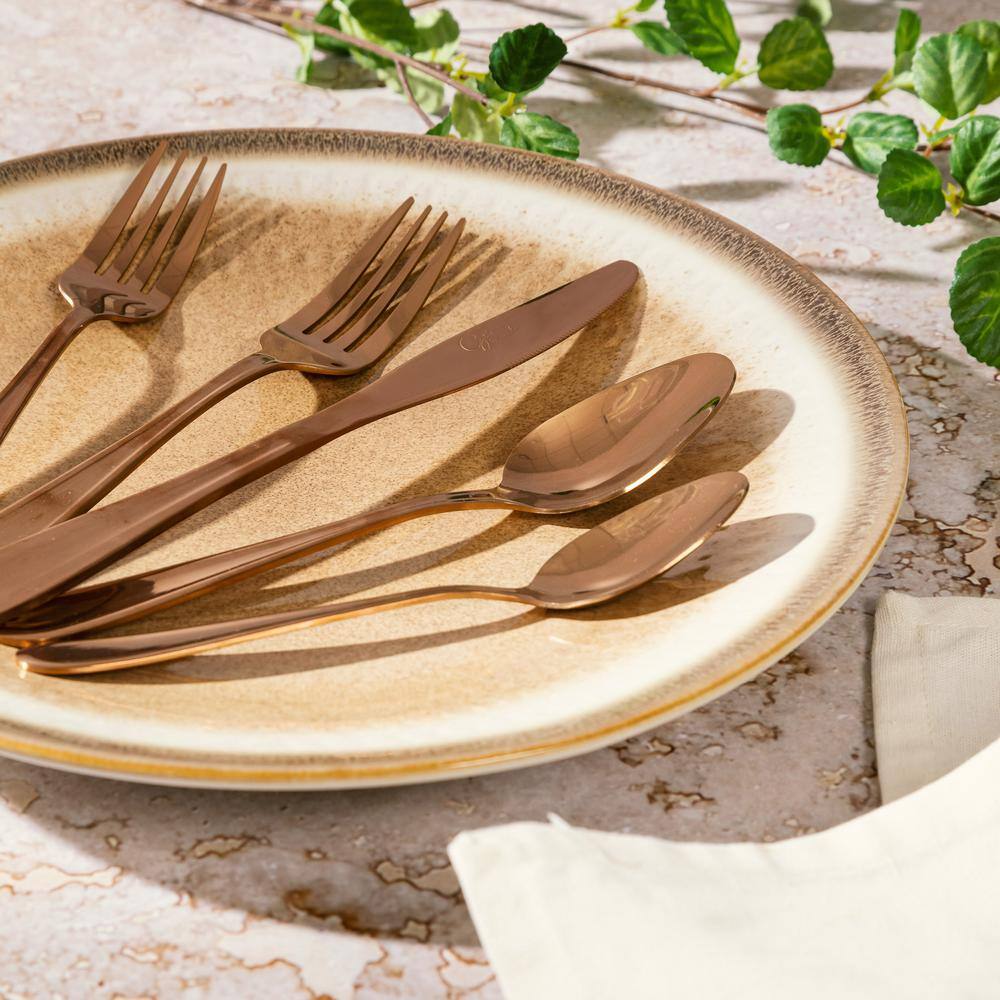 Rose Gold Stainless Steel 20-Piece Flatware Set for 4