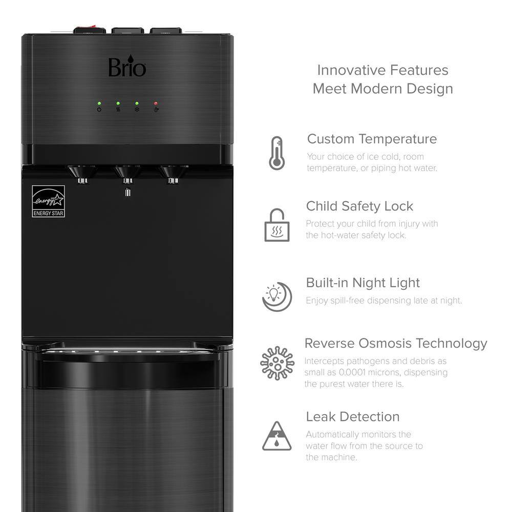 Brio Black 4-Stage Bottle-Less Tri-Temperature Water Cooler