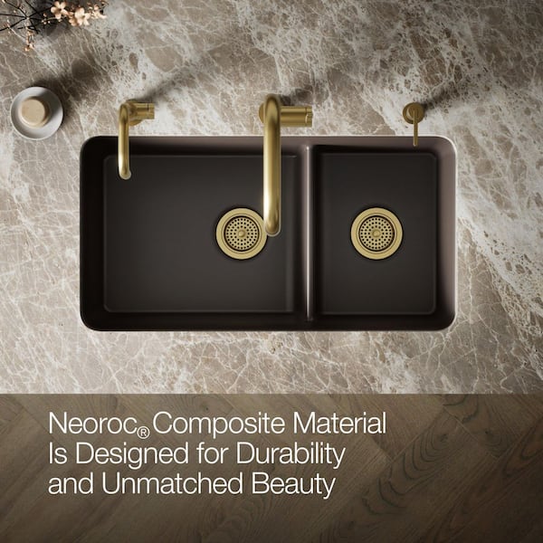 KOHLER Cairn Undermount Neoroc Granite Composite 33.5 in. 0-Hole