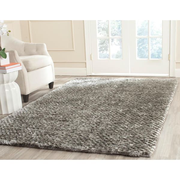 Saint Tropez Shag Silver 4 ft. x 6 ft. Solid Area Rug