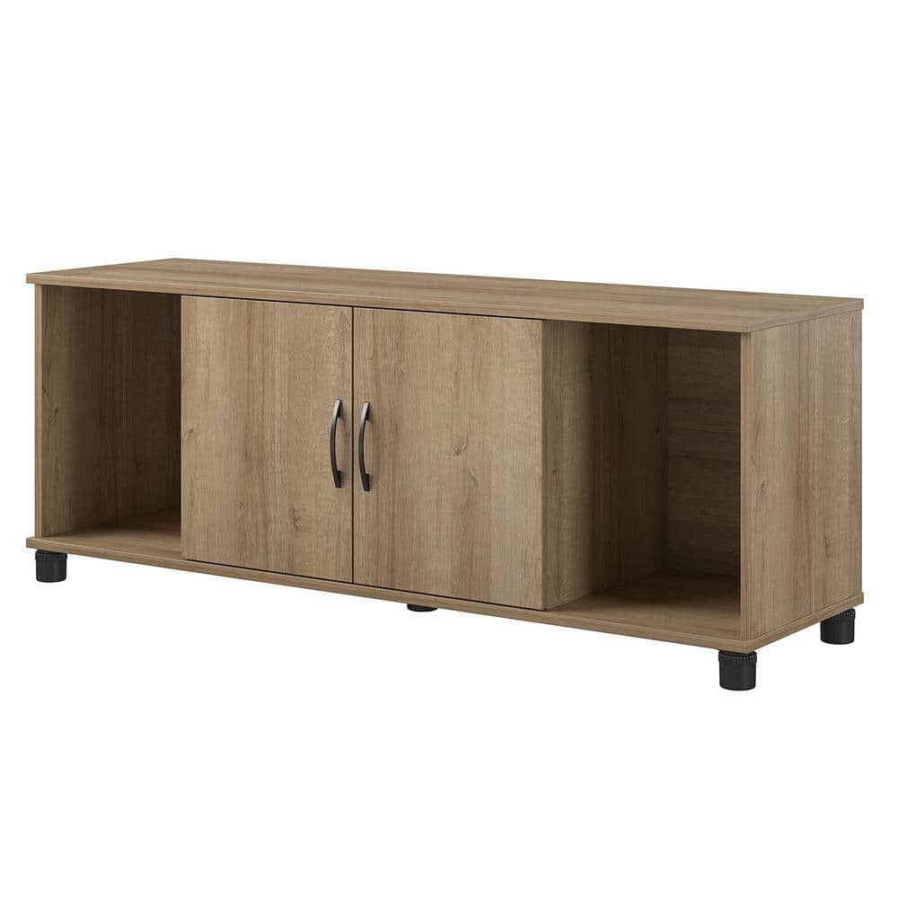Natural Particle Board Shoe Storage Bench with Doors