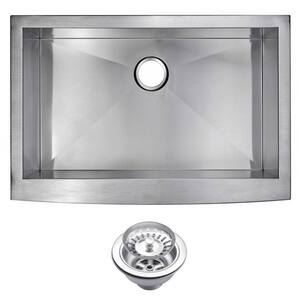 Farmhouse Apron Front Stainless Steel 33 in. Single Bowl Kitchen Sink with Strainer in Satin