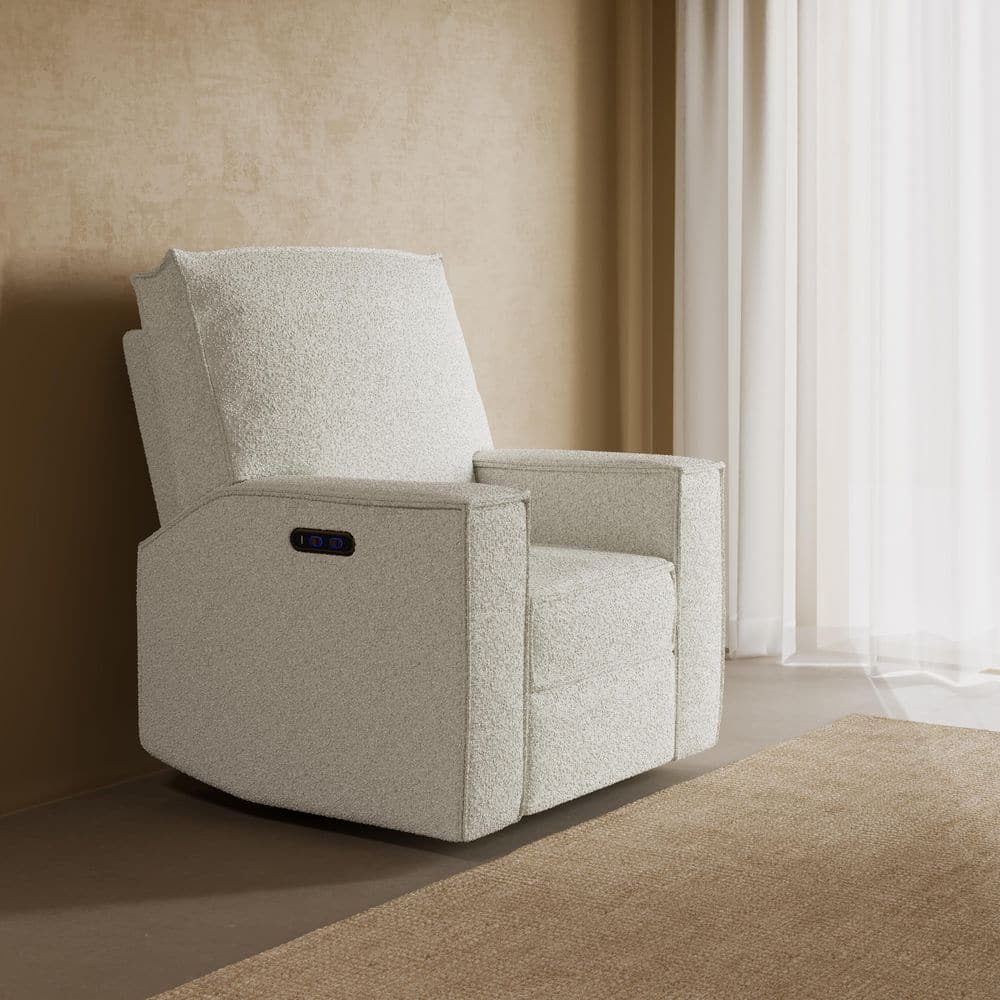 Texas Ivory Boucle Nursery Power Recliner Swivel Glider