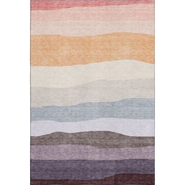 Mayfield Premium Machine Washable Abstract AMF2023 Orange 5 ft. x 7 ft. 6 in. Area Rug