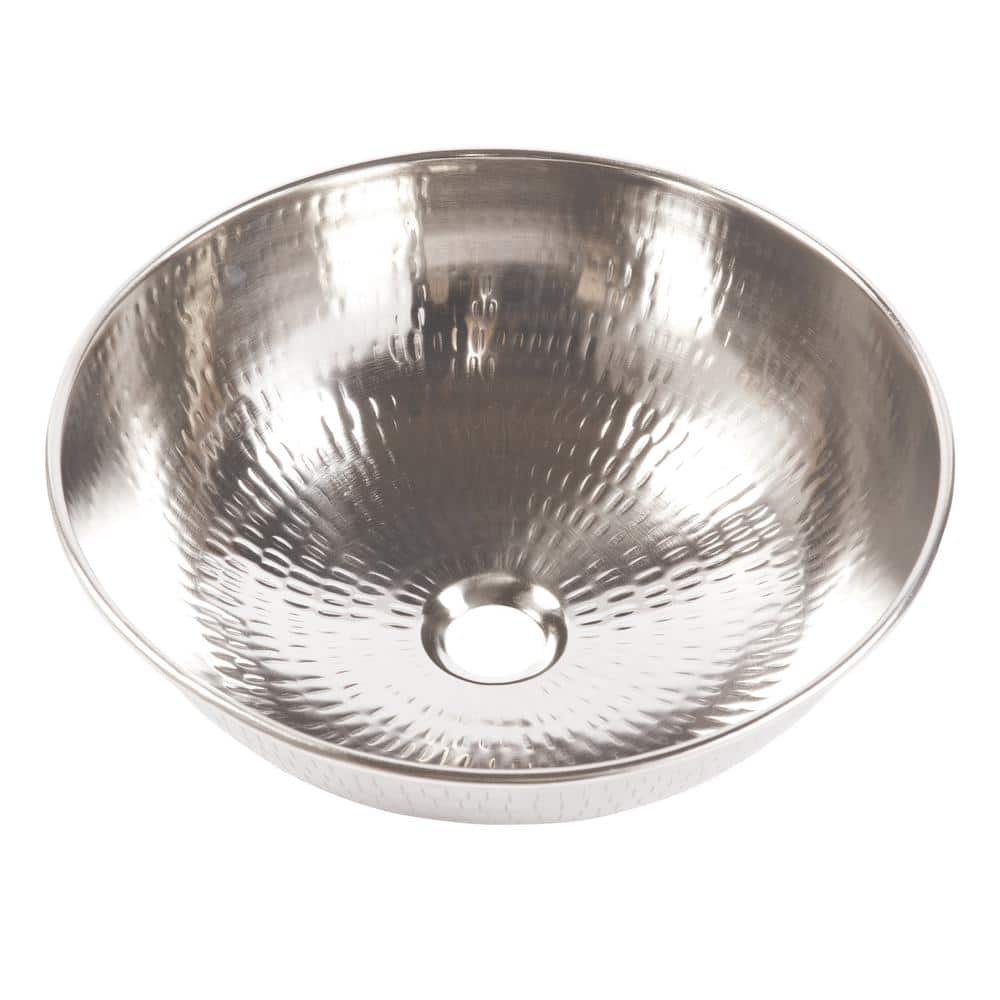 Bohr 14" Handcrafted Hammered Nickel Vessel Sink