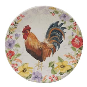 Floral Rooster Multicolored Earthenware Salad Plate Set Of 4