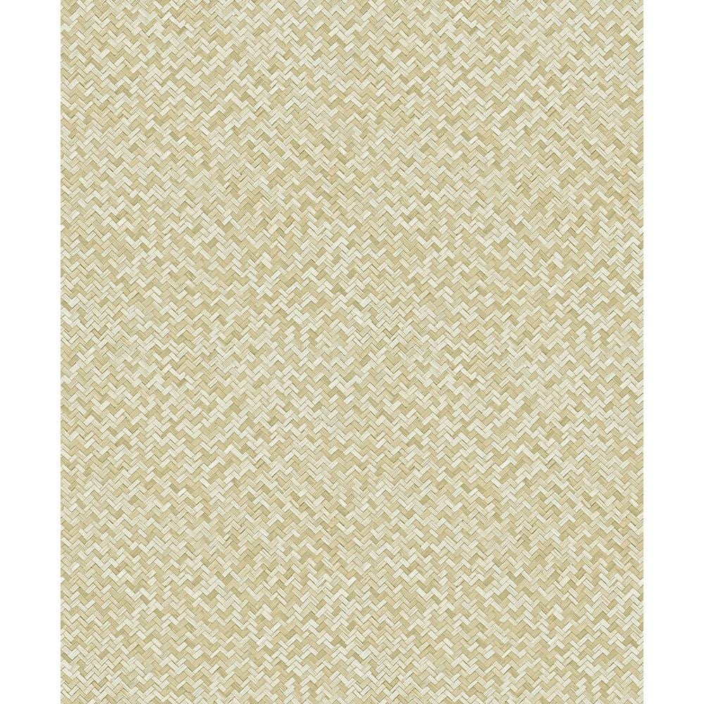 Beige Chevron Weave Non-Pasted Vinyl Wallpaper Roll