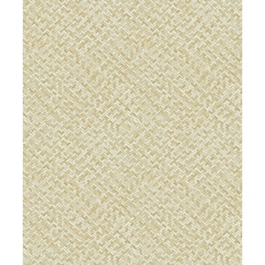 Flora Collection Beige Chevron Weave Matte Finish Non-pasted Vinyl on Non-woven Wallpaper Sample