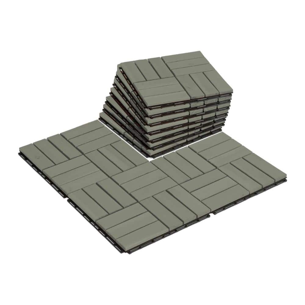 1 ft. x 1 ft. Interlocking Acacia Wood Deck Tiles Waterproof for Balcony, Backyard, Indoor/Outdoor in Green-(10-Pack) price history on PriceWatchPro