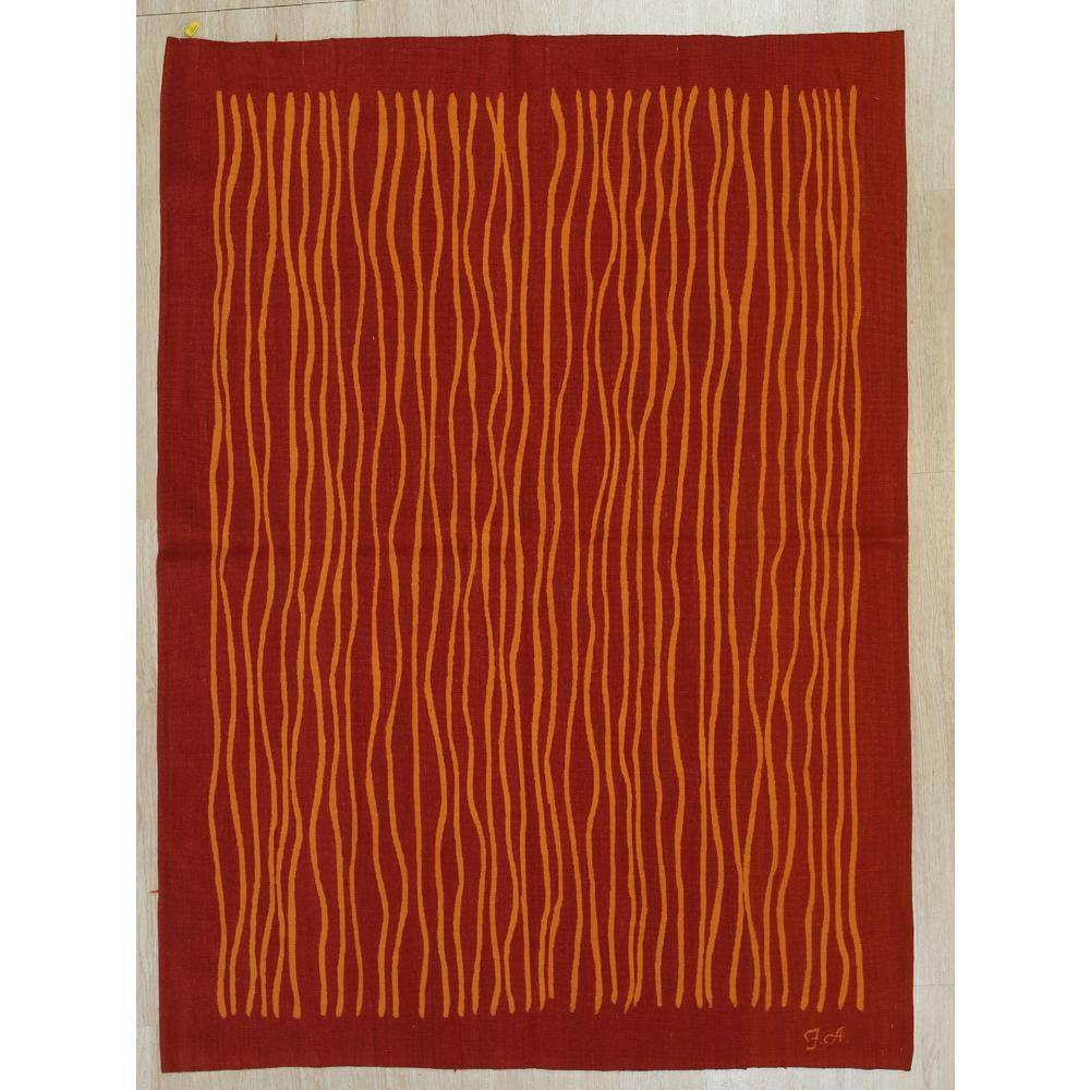 Red 6 ft. x 8 ft. Handwoven Wool Modern Flat Weave Area Rug FAMO016RD6X8 The Home Depot