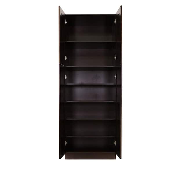 LIFEART CABINETRY Edinburgh Espresso Plywood Raised Panel Stock Assembled Tall Pantry Kitchen Cabinet (24 in. W x 96 in. H x 24 in. D)