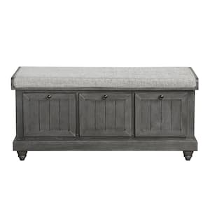 Lorain Distressed Gray Wood Lift Top Storage Bench 18 in. x 44 in. x 16 in.