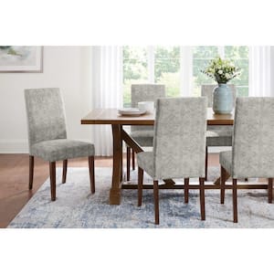 Groston Oyster Gray Pattern Upholstered Parsons Dining Chairs with Smoke Wood Legs (Set of 2)