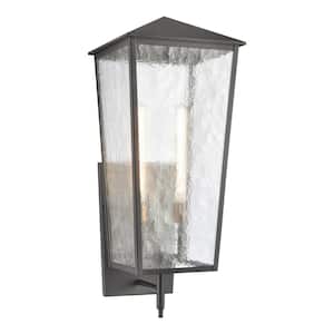 Meditterano Matte Black Outdoor Hardwired Wall Sconce with No Bulbs Included