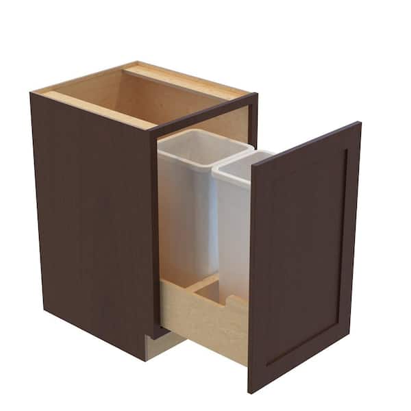 Home Decorators Collection Newport 21 in. W x 24 in. D x 34.5 in. H Assembled Plywood Trash Can Kitchen Cabinet in Manganite with Soft Close