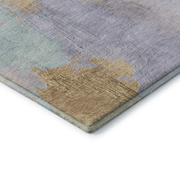 Mayfield Premium Machine Washable Abstract AMF1968 Lavender 9 ft. x 12 ft. Area Rug