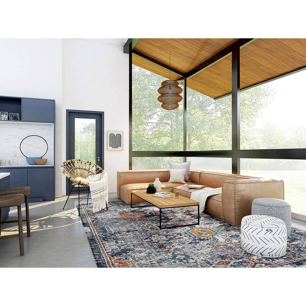 Montana Blue and Orange Rectangular Geometric Area Rug