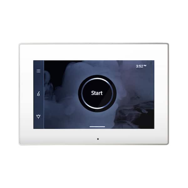 Mr.Steam iSteamX Steam Shower Control and Aroma Glass SteamHead in White Polished Nickel
