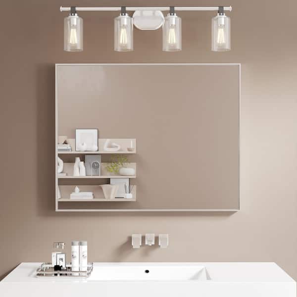 32 in. W x 40 in. H Rectangular Aluminum Framed Wall Bathroom Vanity Mirror in Brushed Sliver