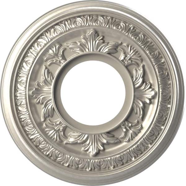 Ekena Millwork 10 in. O.D. x 3-1/2 in. I.D. x 3/4 in. P Baltimore Thermoformed PVC Ceiling Medallion in Bright Coat Aluminum