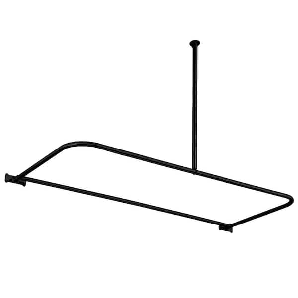 Kingston Brass D-Shaped 61 in. x 28.6 in. Curtain Rod in Matte Black