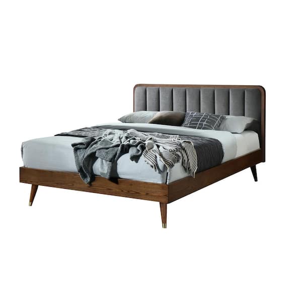 Mid Century Walnut Modern Monte Rosa Platform Queen Size Bed