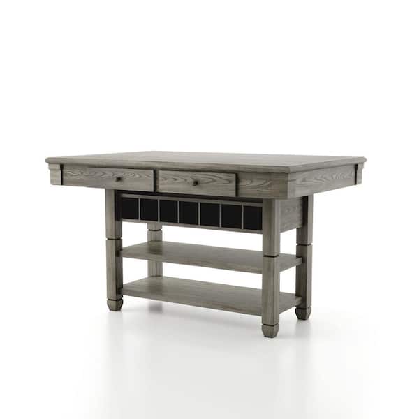 Furniture of America Noreste 60 in. Rectangle Gray with Care Kit Wood Counter Height Dining Table (Seats 6)