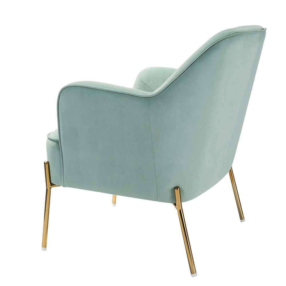 Sage Velvet Accent Chair with Gold Metal Legs