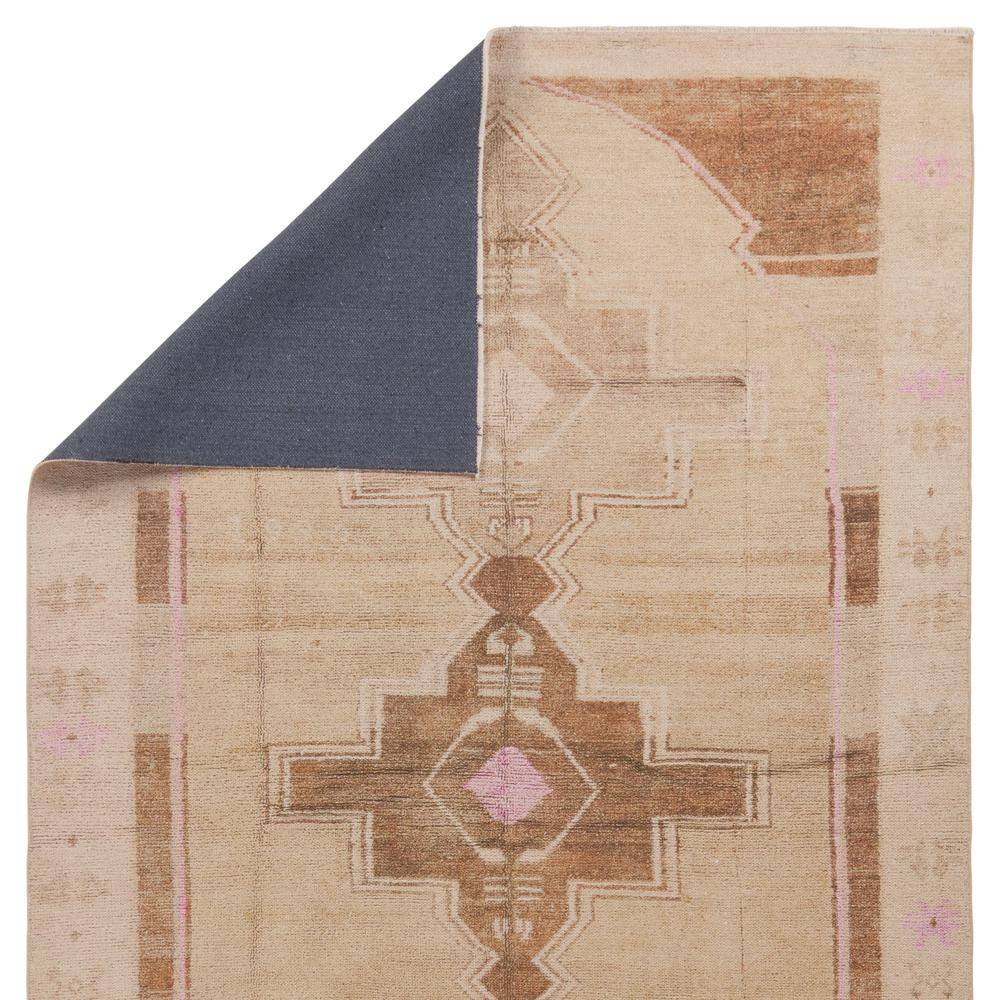Southwestern Medallion Tan and Pink Flat Woven Rug