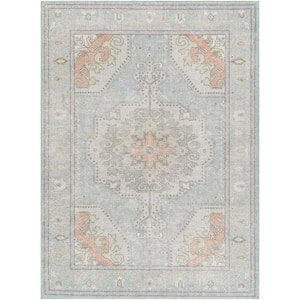 Calhoun Grey Medallion 4 ft. x 6 ft. Machine-Washable Indoor Area Rug