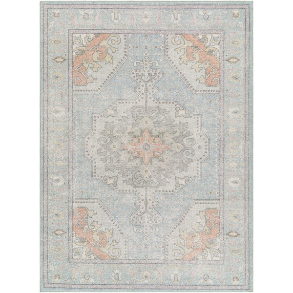 Livabliss Calhoun Grey Medallion 4 ft. x 6 ft. Machine-Washable Indoor Area Rug