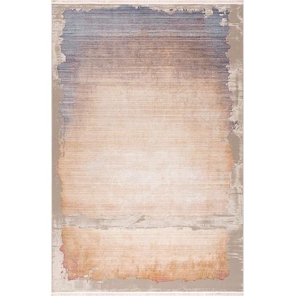 Amalfi Collection Modern Abstract Doormat Beige 2 ft. 3 in. x 6 ft. Area Rug Entrance Floor Mat (2 ft. x 6 ft.)