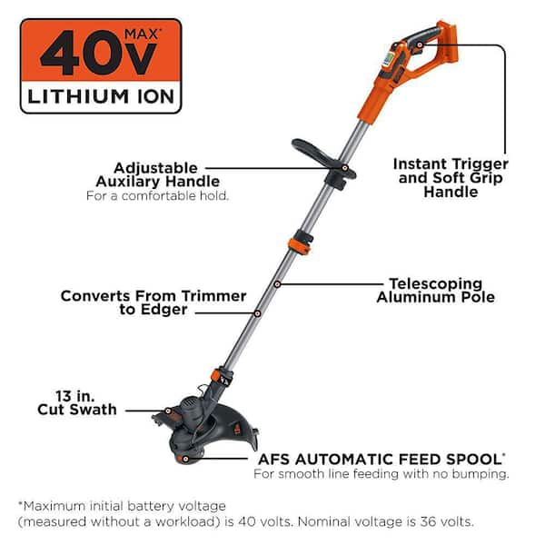 40V MAX Cordless Battery Powered 2-in-1 String Trimmer & Lawn Edger (Tool Only)