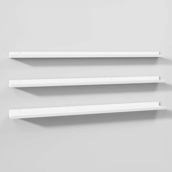 56 in. W x 4.2 in./5 in./5.7 in. D White Engineered Wood Wall-Mounted Decorative Wall Shelves with Picture Ledge(3-Pack)