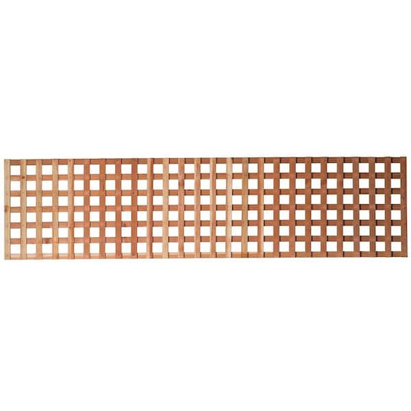 Mendocino Forest Products 1-3/8 in. x 2 ft. x 8 ft. Redwood Square Hole Privacy Lattice